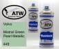 Preview: Volvo, Mistral Green Pearl Metallic, 449: 400ml Sprühdose + 400ml Klarlack - Set, von ATW Autoteile West.